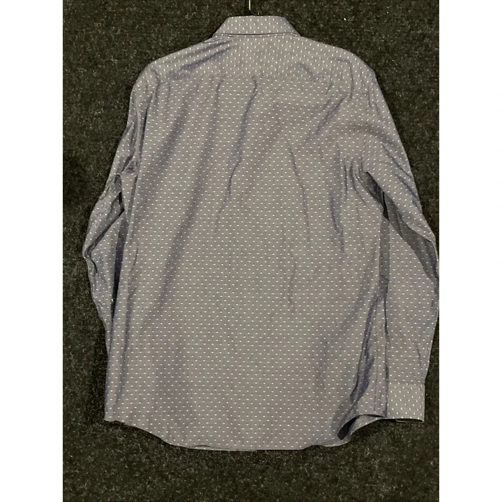 Banana Republic Mens Slim Fit Non-Iron Shirt Blue Diamond Print Medium